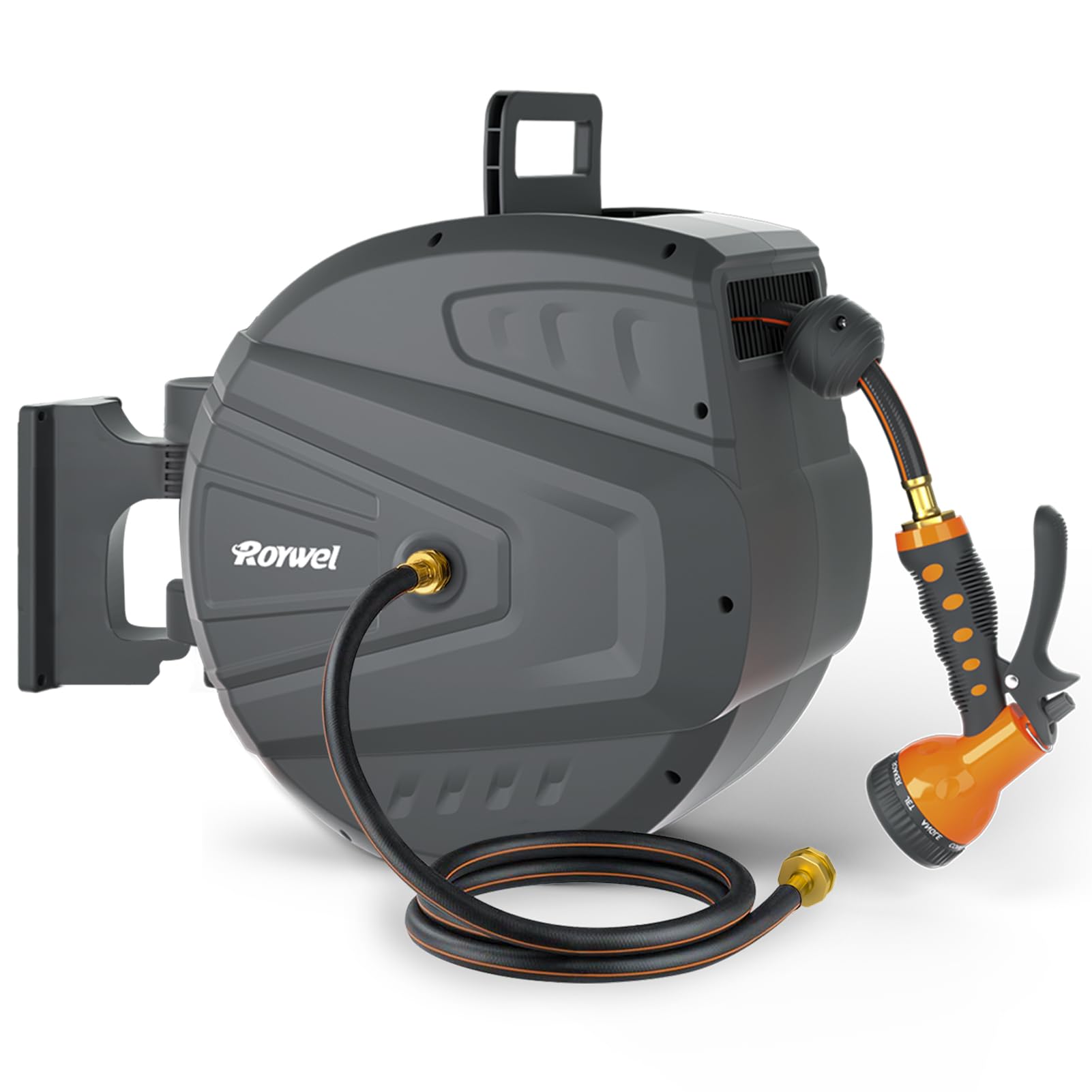 ROYWEL Retractable Garden Hose Reel 5/8 in x 90ft, Hose Reel Wall